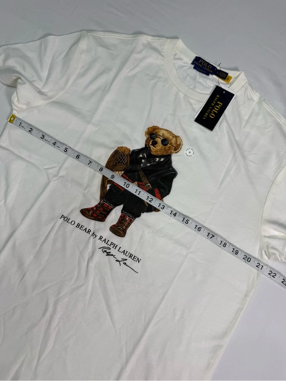 Polo Ralph Lauren Polo Bear T Shirt Cream White Size Medium 100% Cotton
